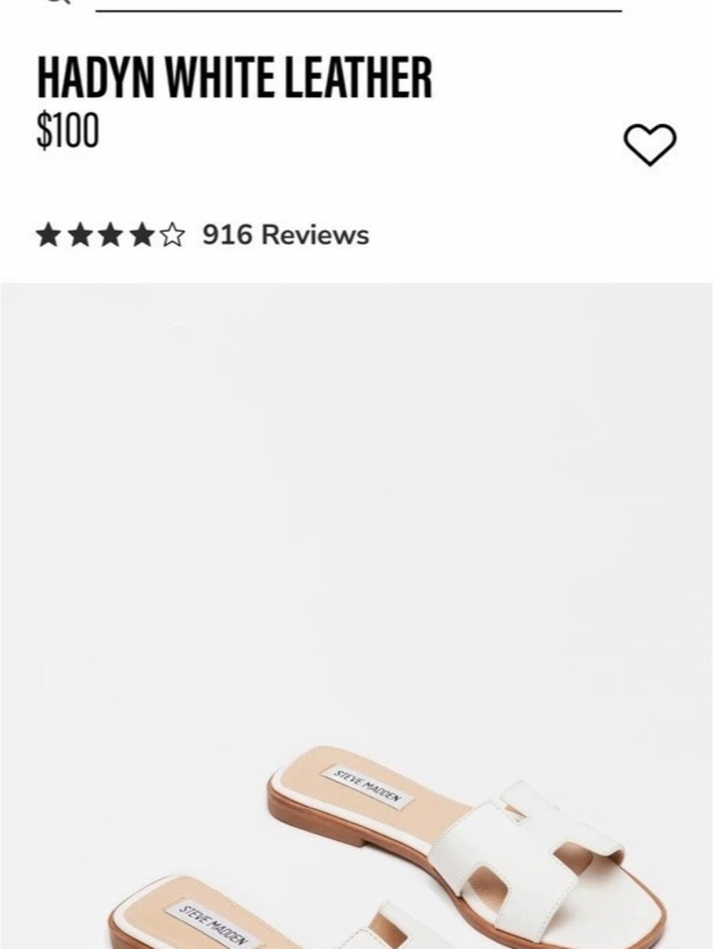 Steve Madden Hadyn White Leather Sandal Slide Sandals